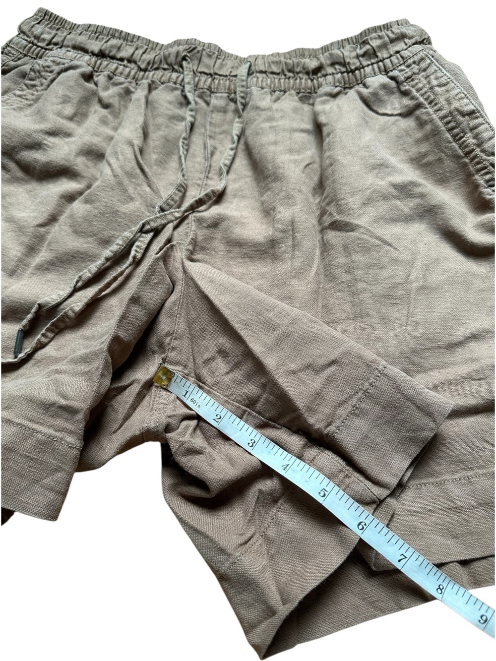 GAP Women's Linen High Waist Drawstring Shorts Tan Khaki - Picture 5 of 8